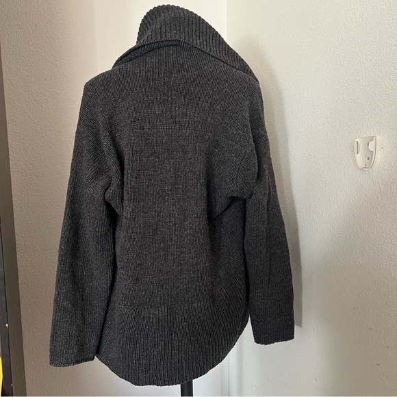 J. Jill Gray Wool Blend Open Front Chunky Knit Cardigan Womens Size M Boho - Picture 4 of 8